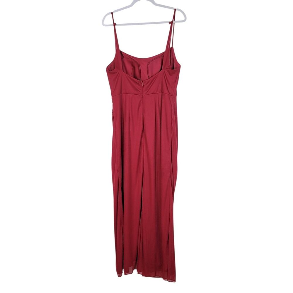 AZAZIE Deandra Burgundy Mermaid Pleated Mesh Maxi Dress Women's Size A16 Formal - Picture 6 of 13
